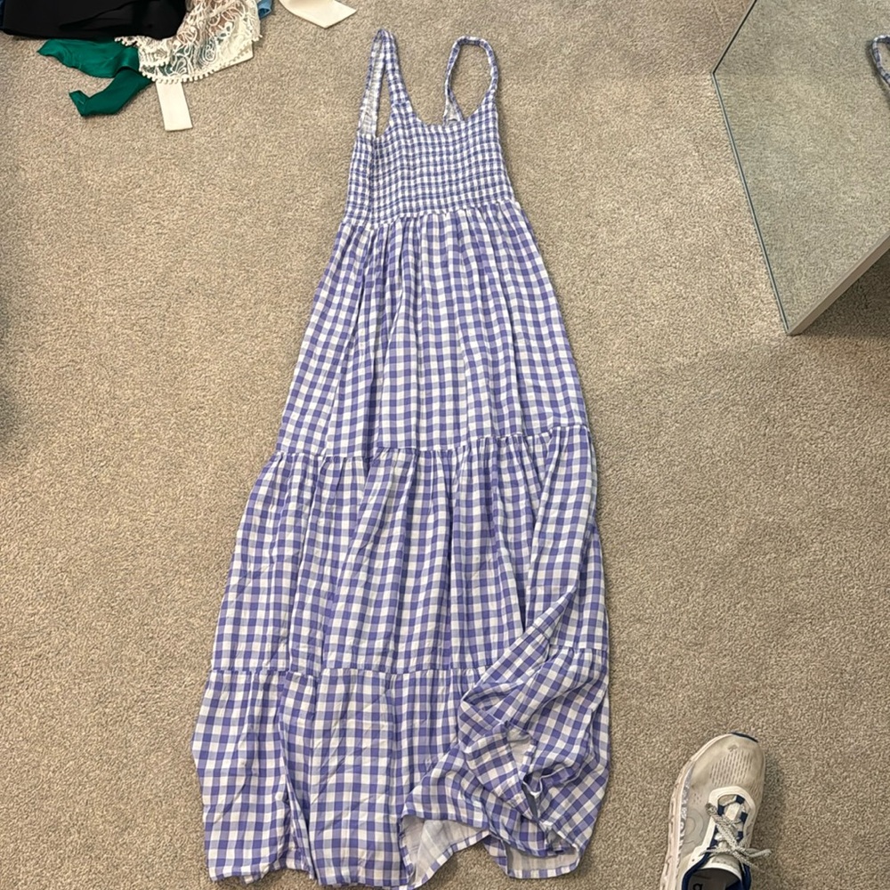 Purple and white long dress